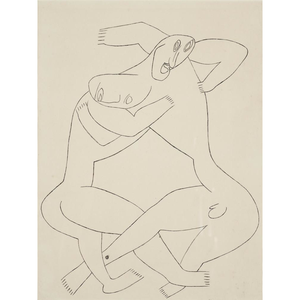 Two men wrestling - Art print