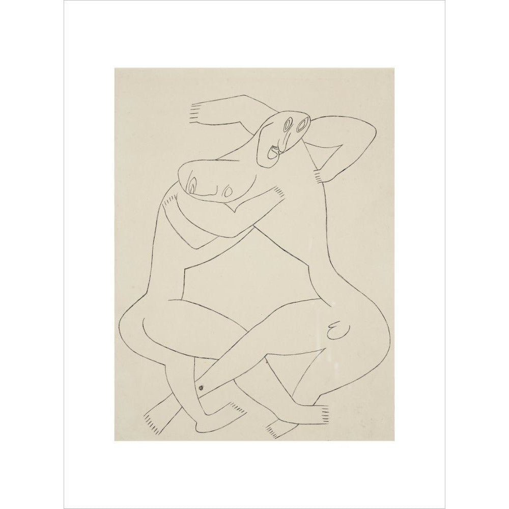 Two men wrestling - Art print