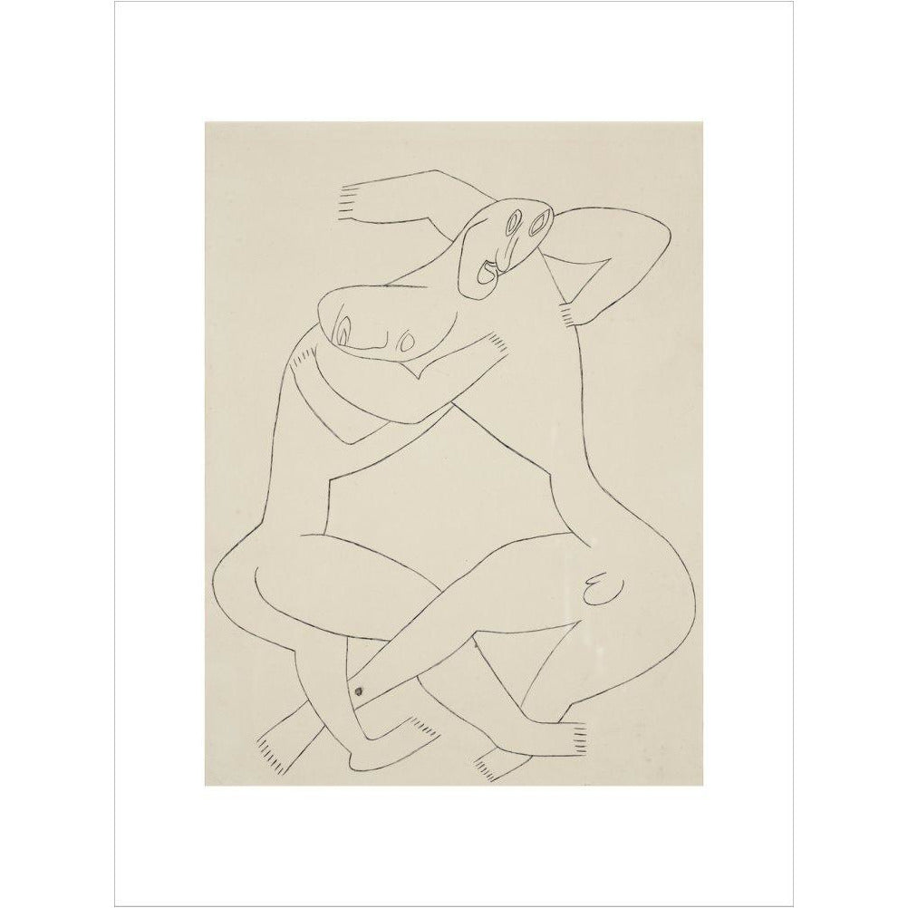 Two men wrestling - Art print