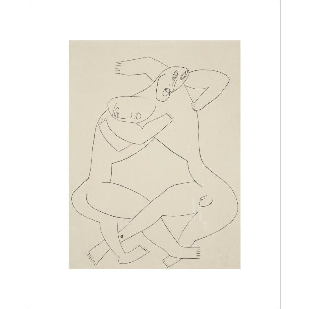 Two men wrestling - Art print