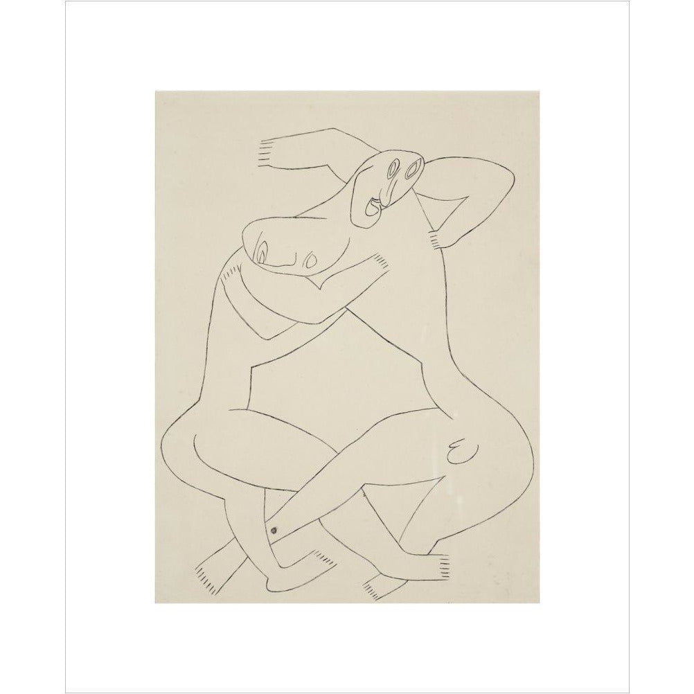 Two men wrestling - Art print