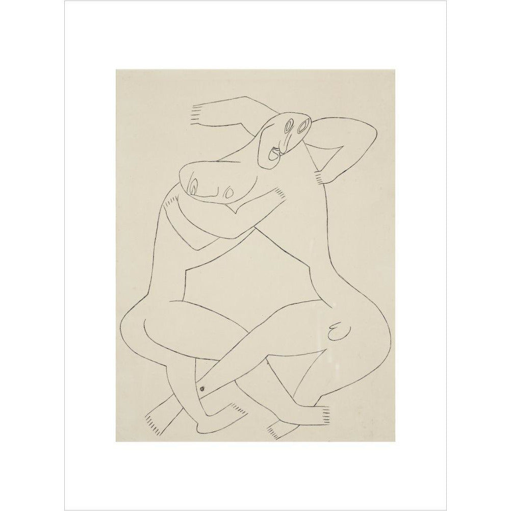 Two men wrestling - Art print
