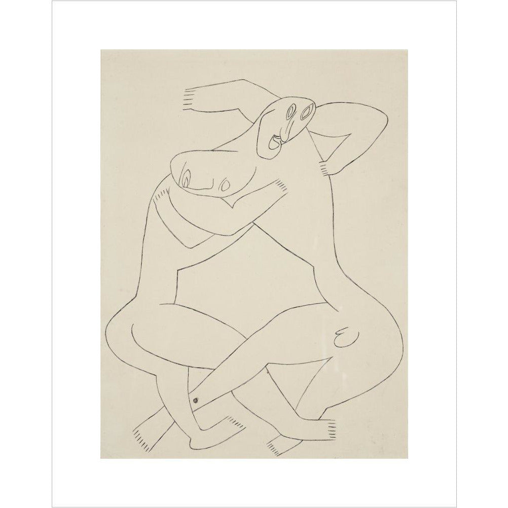 Two men wrestling - Art print