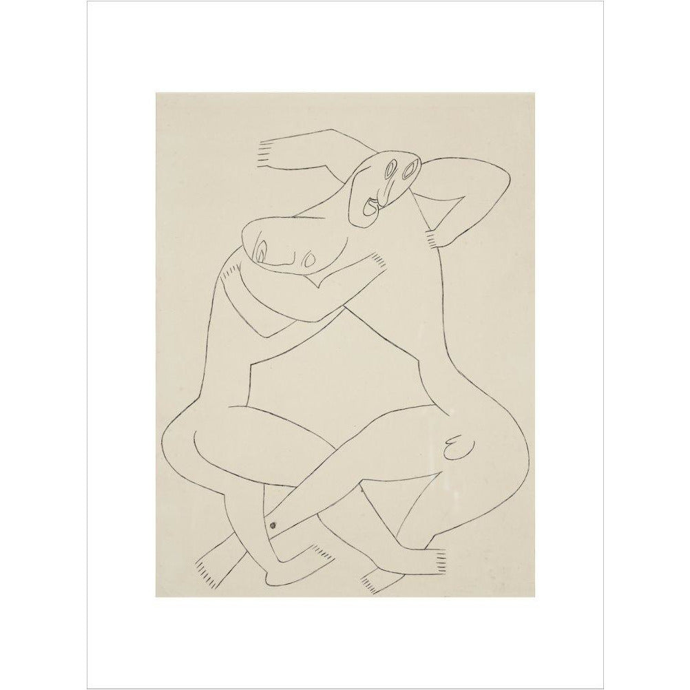 Two men wrestling - Art print