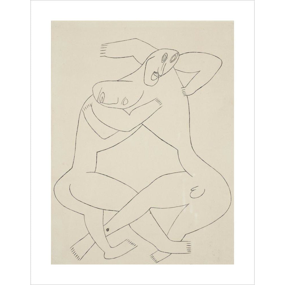 Two men wrestling - Art print