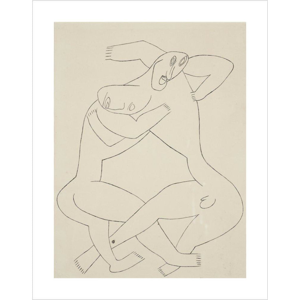 Two men wrestling - Art print