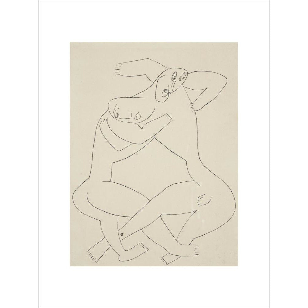 Two men wrestling - Art print