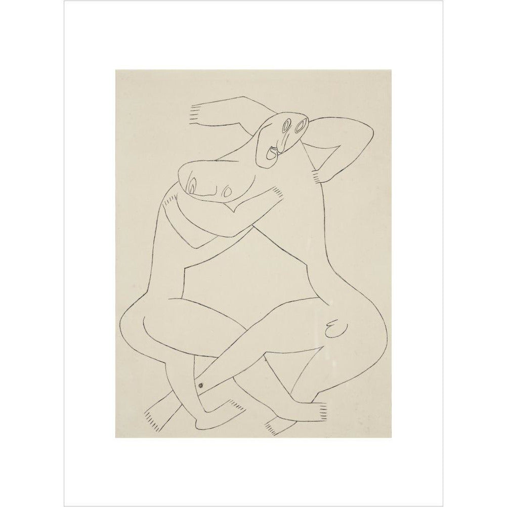 Two men wrestling - Art print
