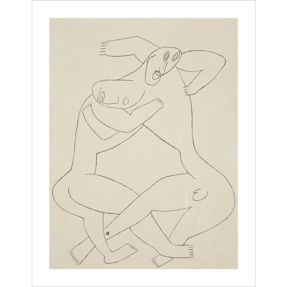 Two men wrestling - Art print