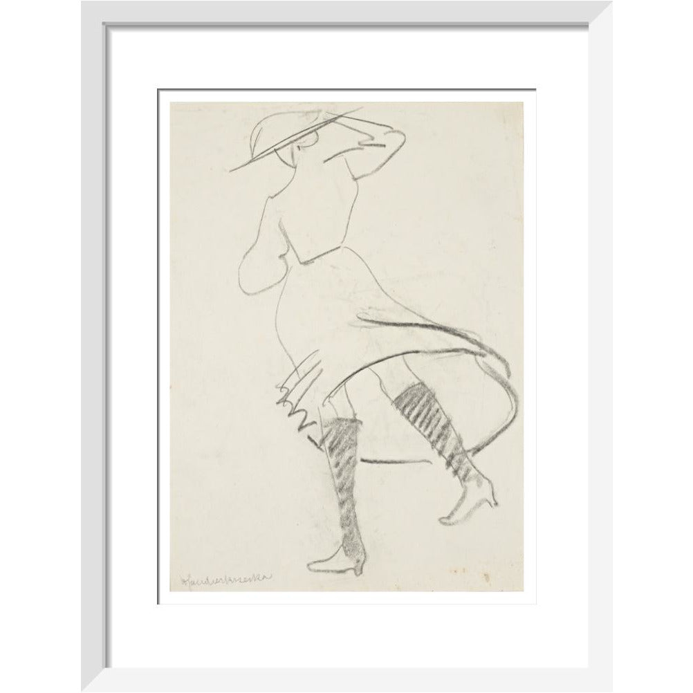 Girl with skirt blowing - Art print