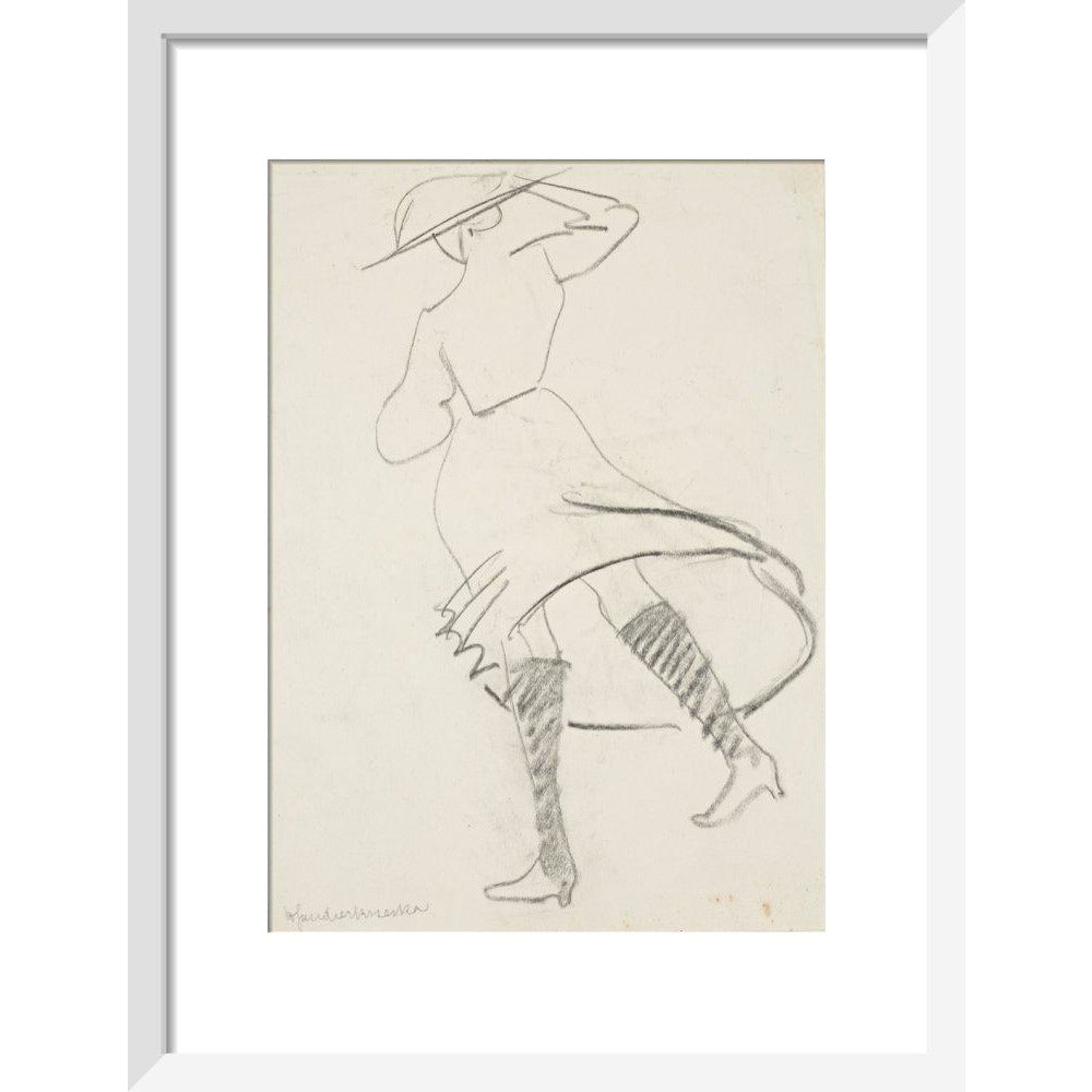 Girl with skirt blowing - Art print