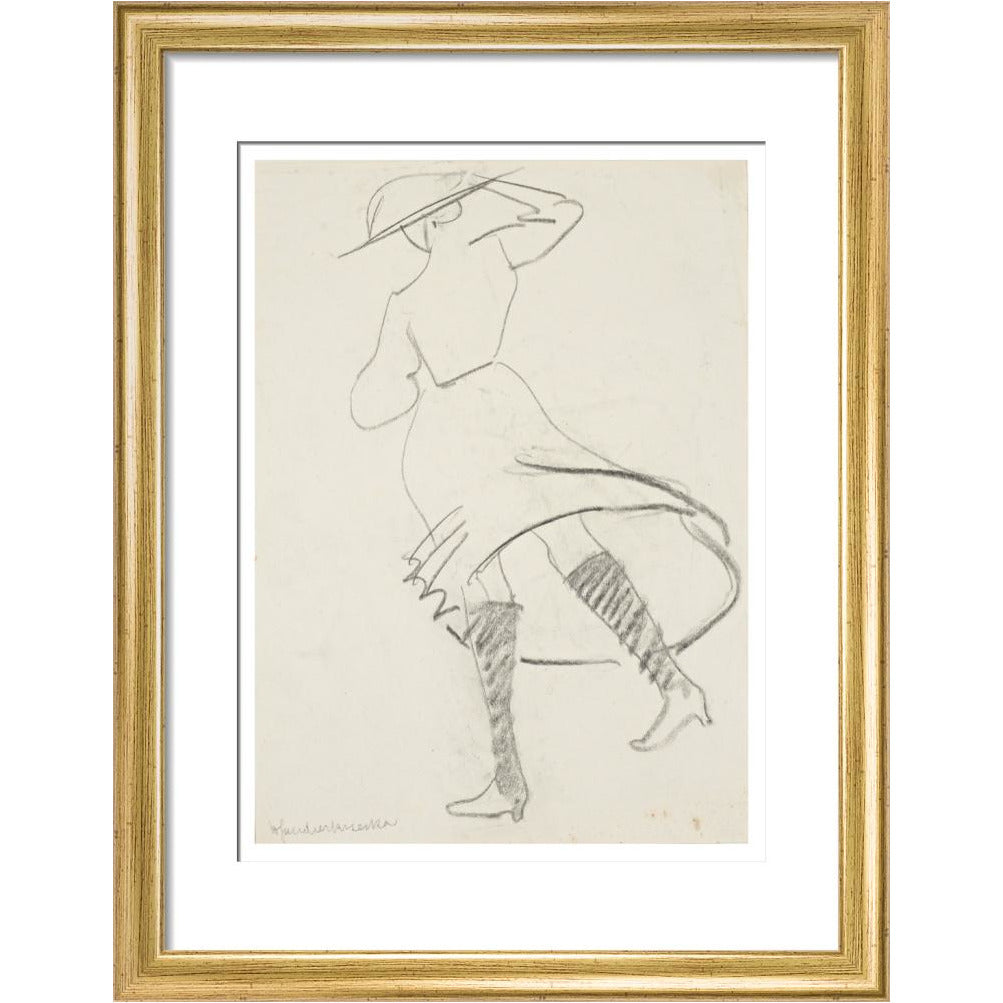 Girl with skirt blowing - Art print