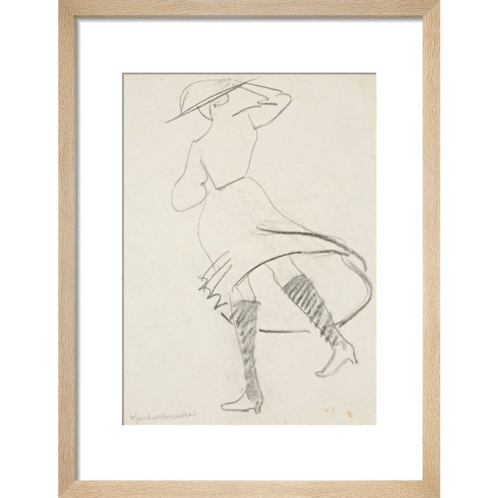 Girl with skirt blowing - Art print