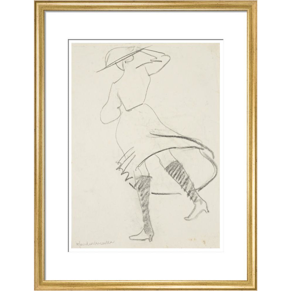 Girl with skirt blowing - Art print