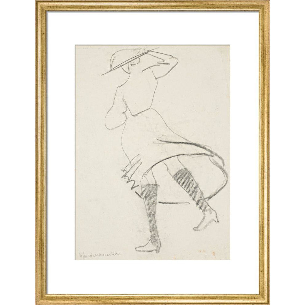 Girl with skirt blowing - Art print