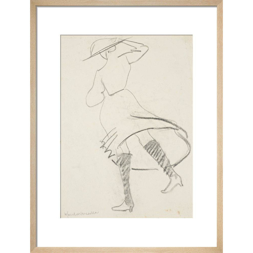 Girl with skirt blowing - Art print