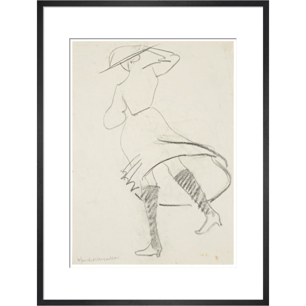 Girl with skirt blowing - Art print