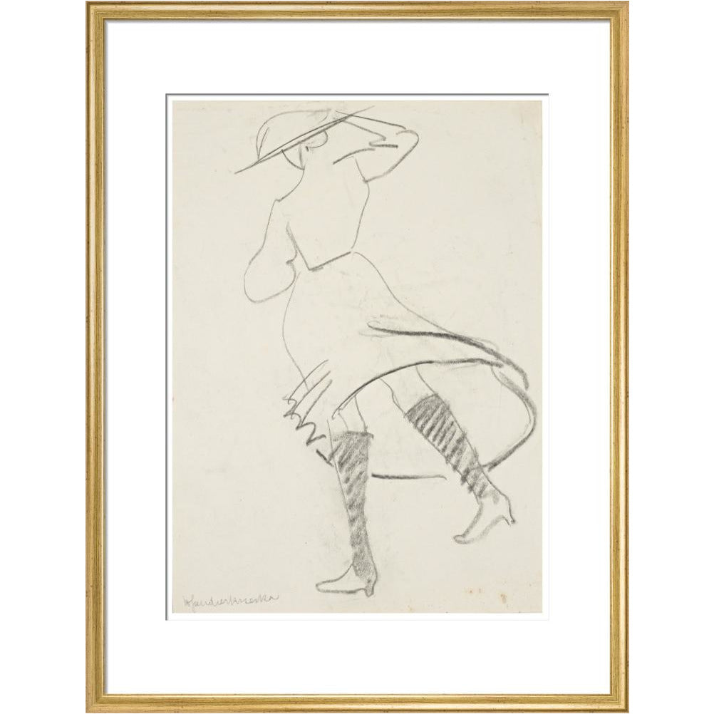 Girl with skirt blowing - Art print