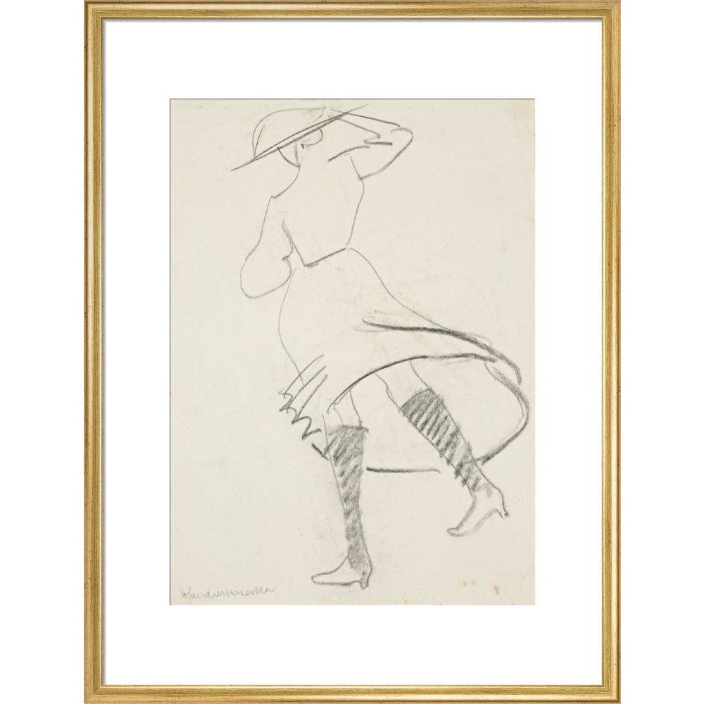 Girl with skirt blowing - Art print