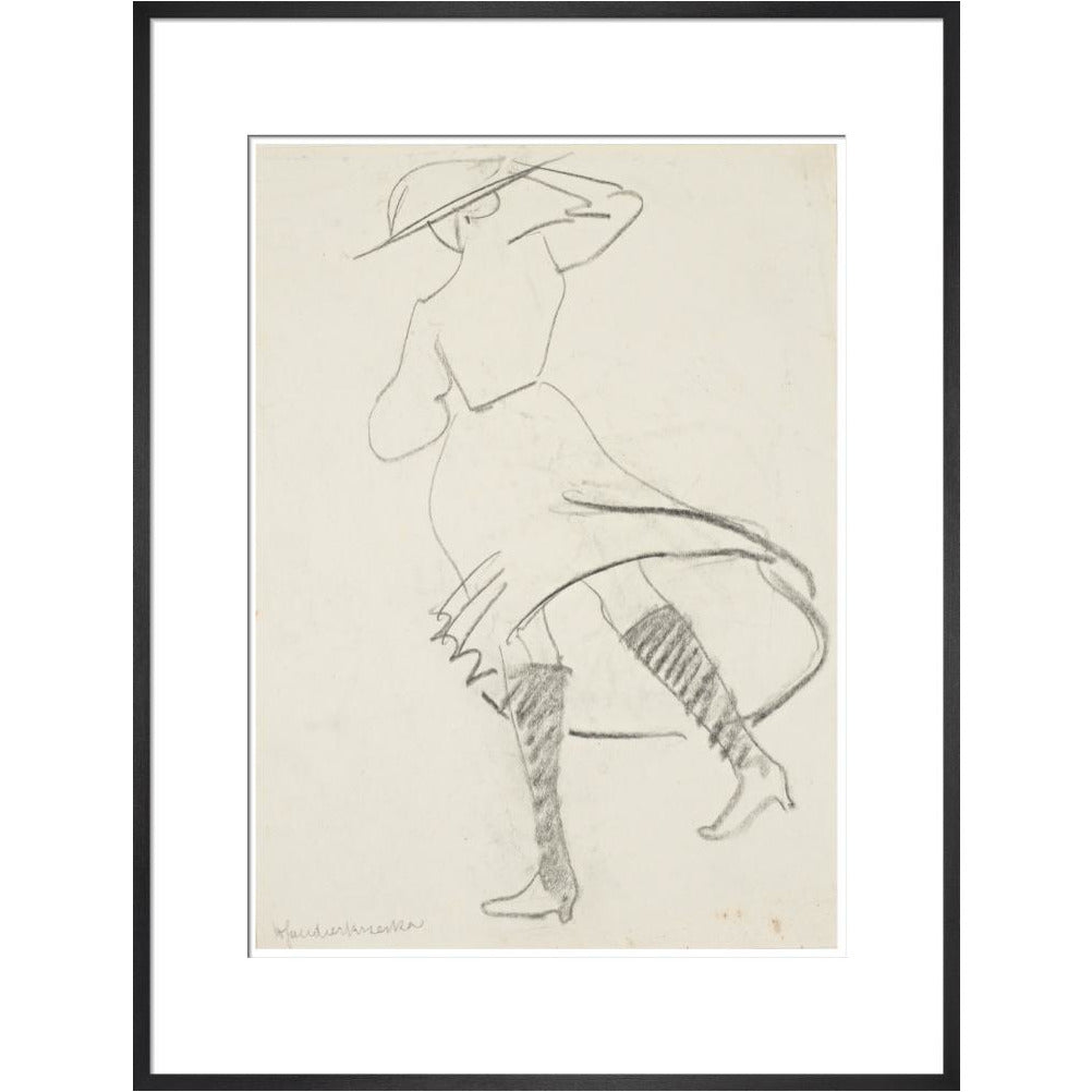 Girl with skirt blowing - Art print