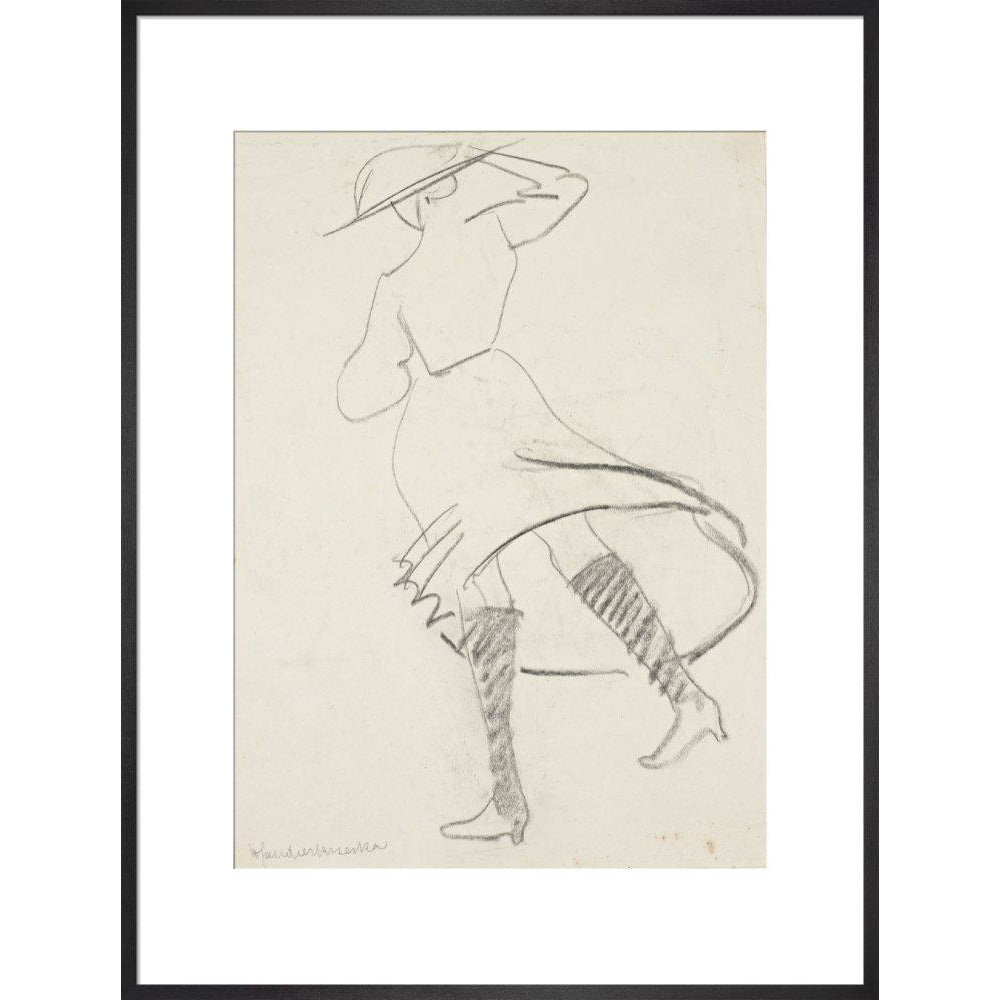 Girl with skirt blowing - Art print