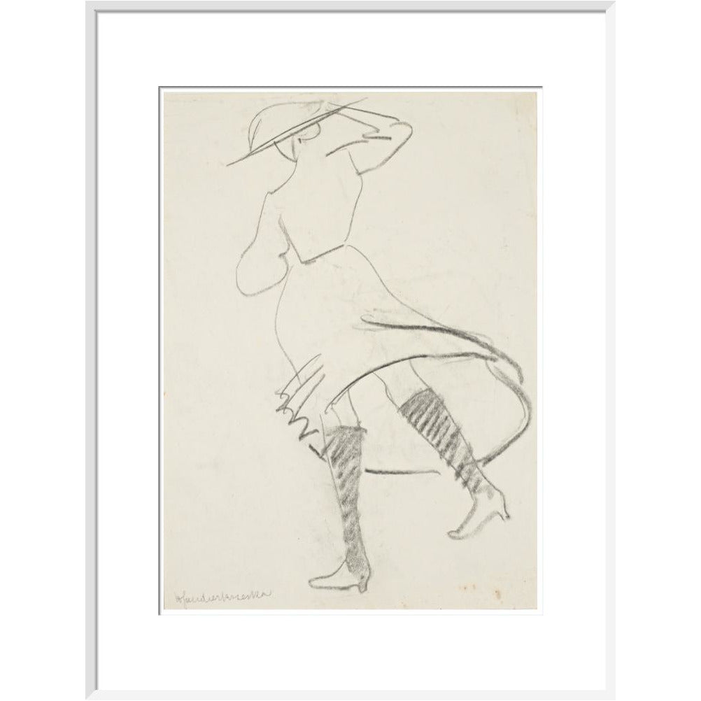 Girl with skirt blowing - Art print
