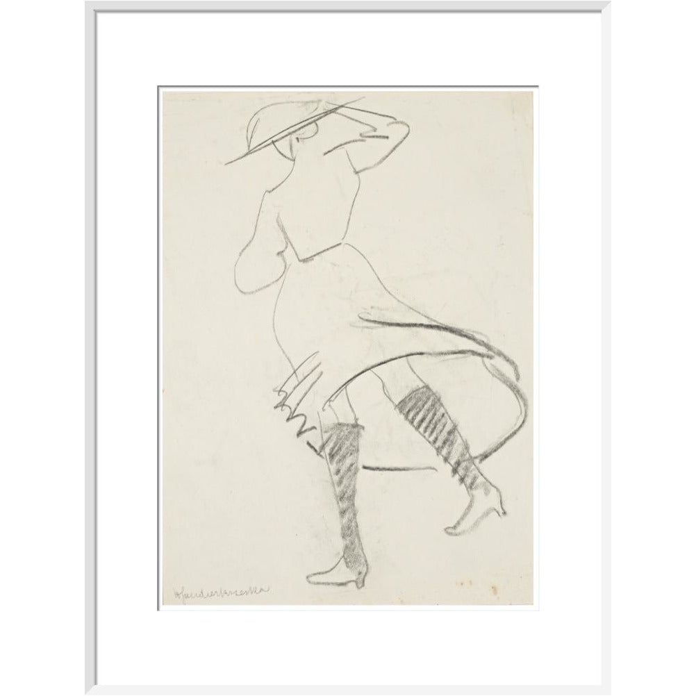 Girl with skirt blowing - Art print