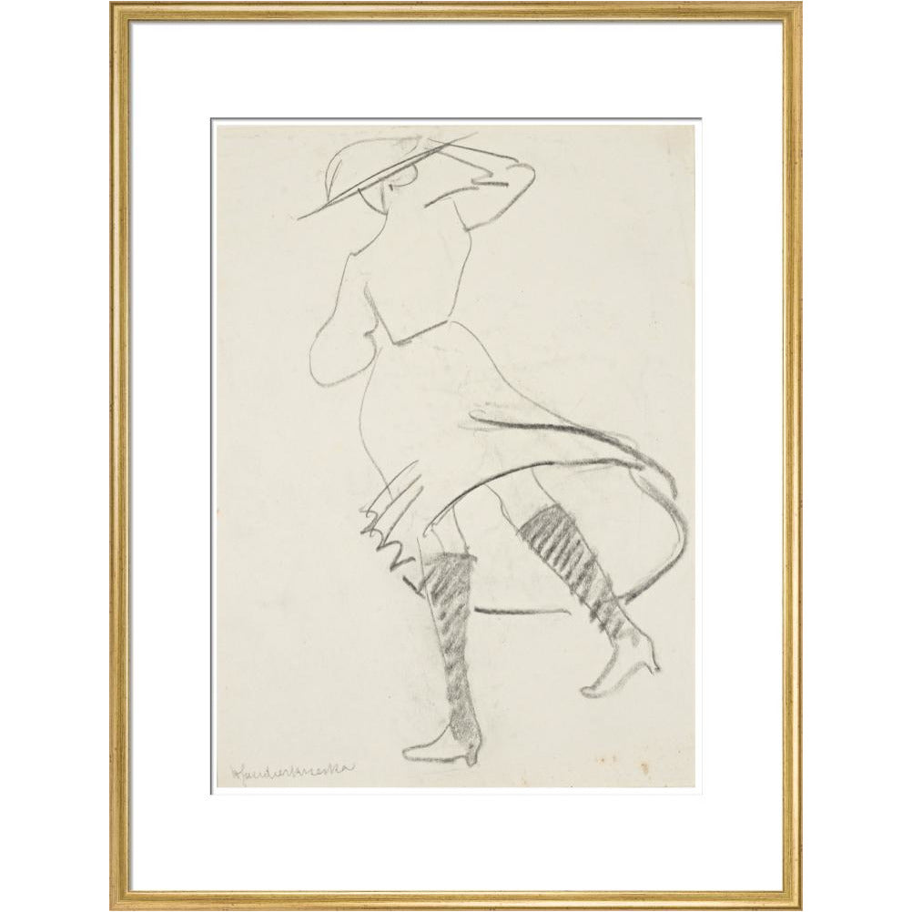 Girl with skirt blowing - Art print