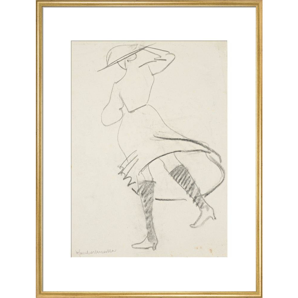 Girl with skirt blowing - Art print