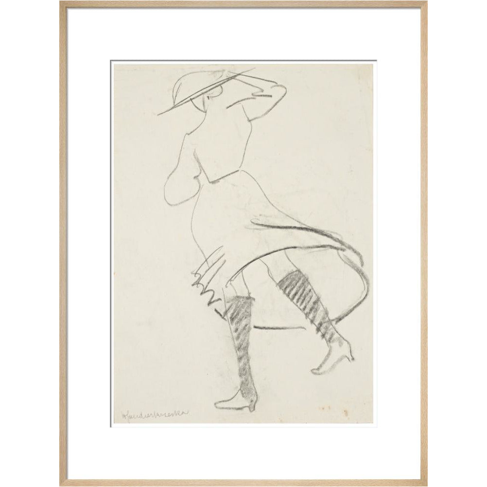 Girl with skirt blowing - Art print