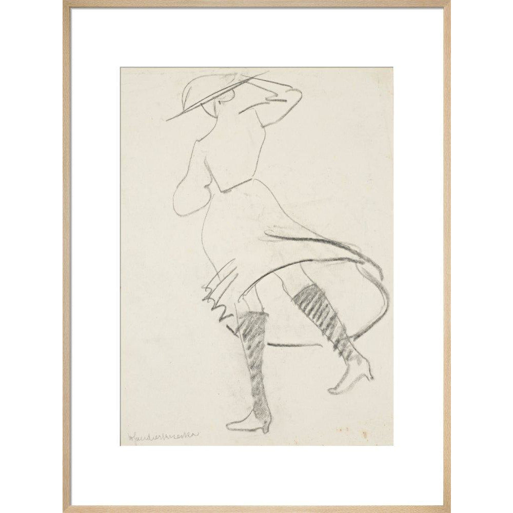 Girl with skirt blowing - Art print