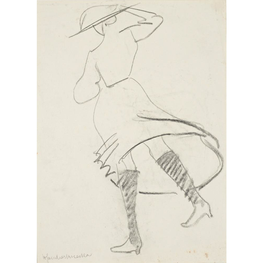 Girl with skirt blowing - Art print