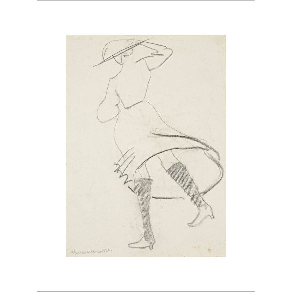 Girl with skirt blowing - Art print