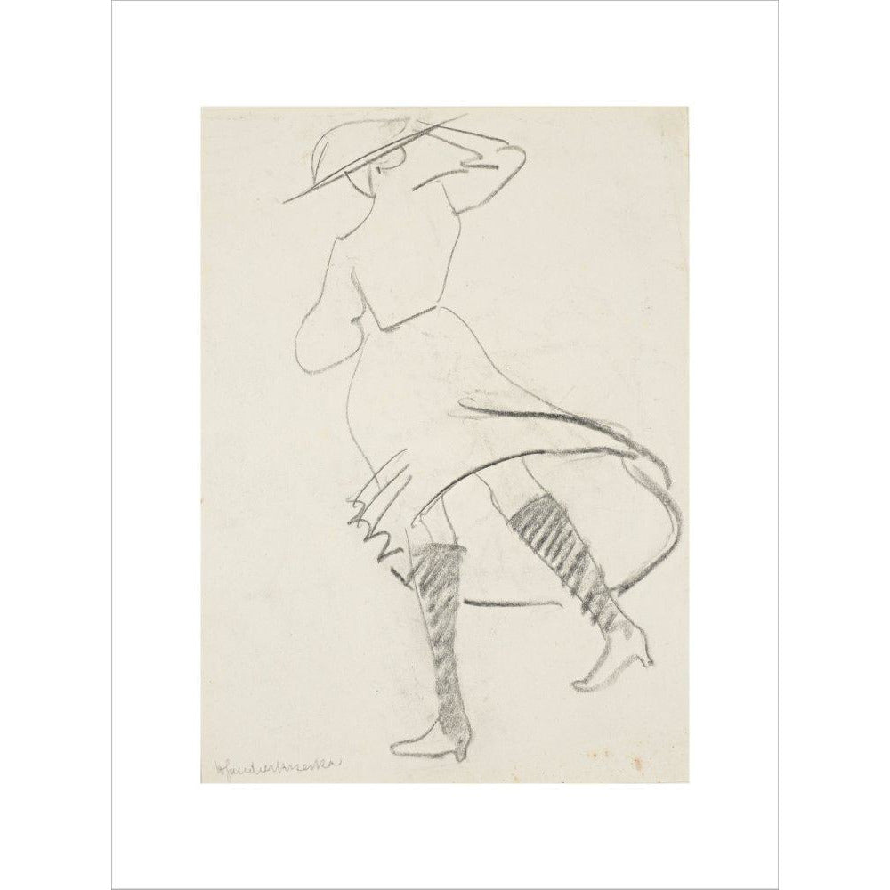 Girl with skirt blowing - Art print