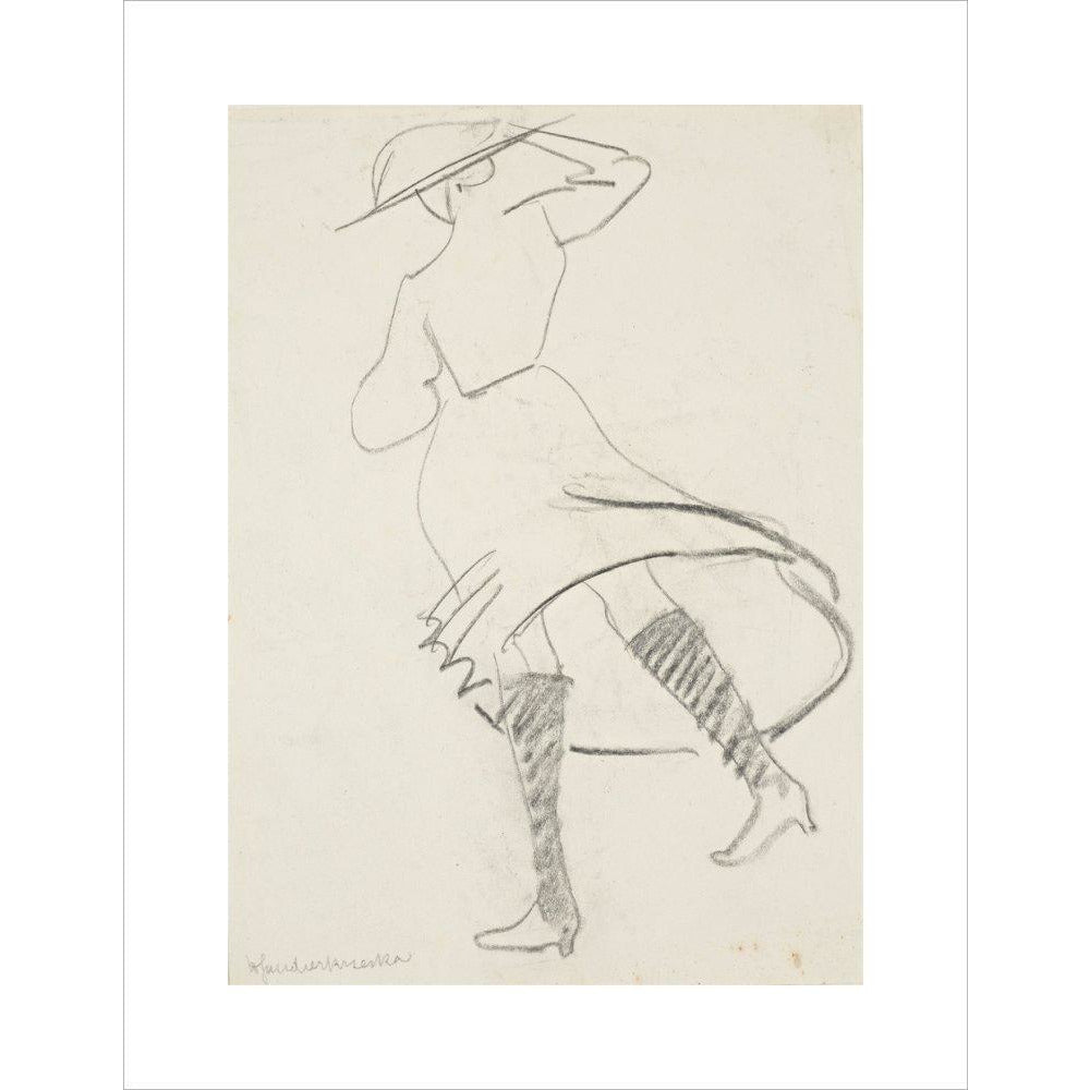 Girl with skirt blowing - Art print
