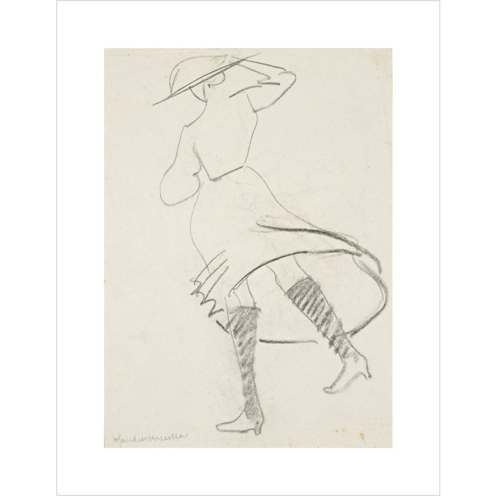 Girl with skirt blowing - Art print