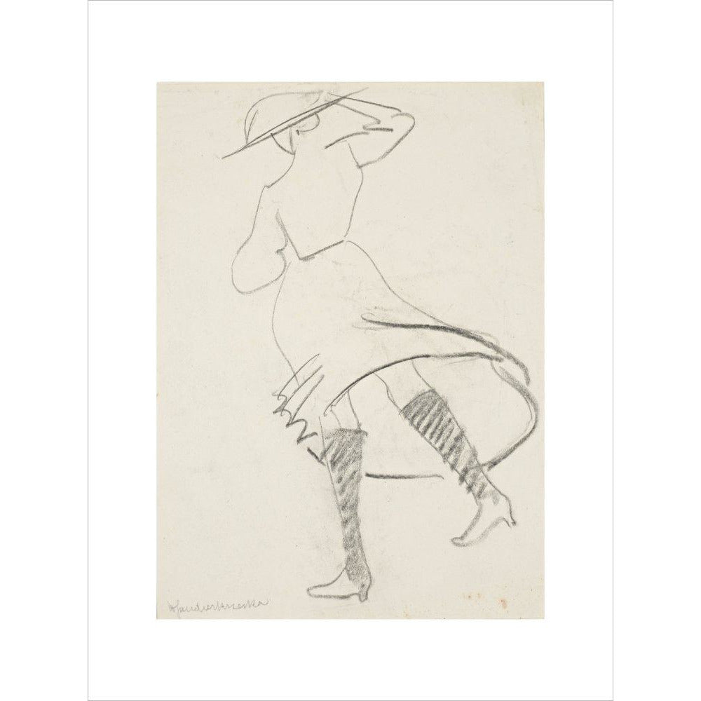 Girl with skirt blowing - Art print
