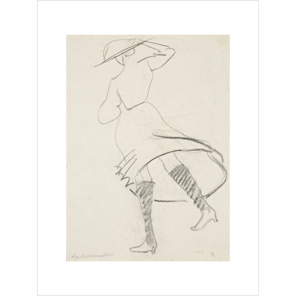Girl with skirt blowing - Art print