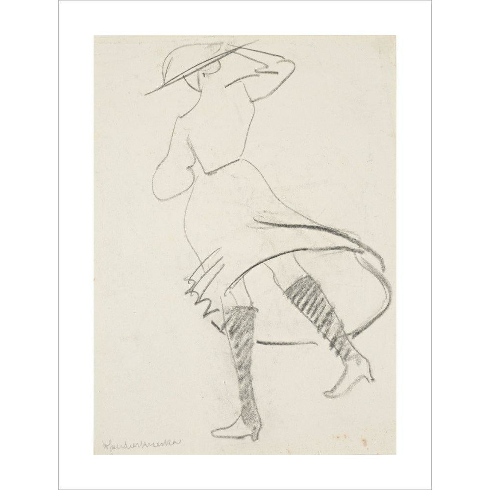 Girl with skirt blowing - Art print