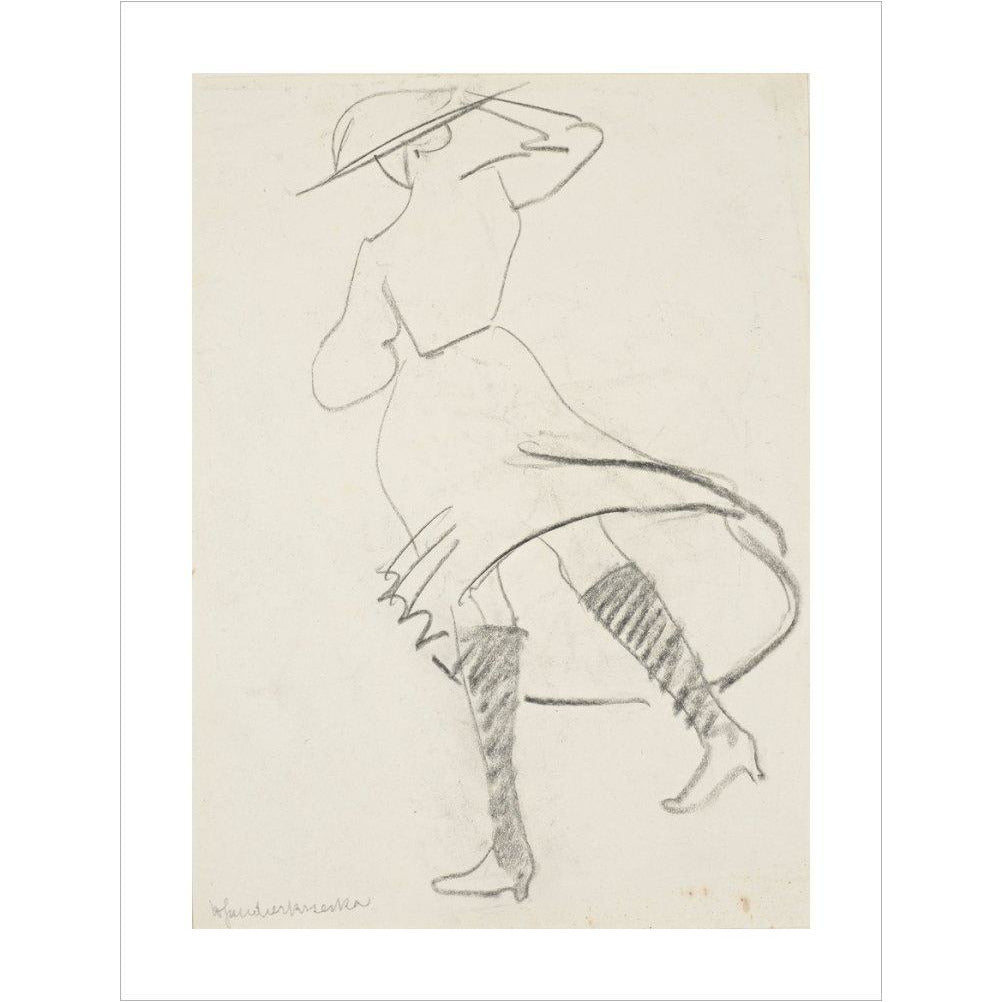 Girl with skirt blowing - Art print