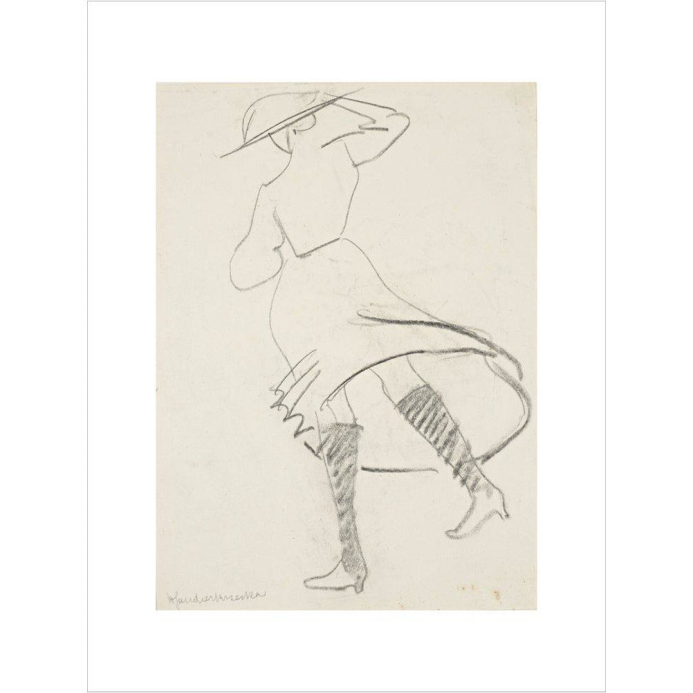 Girl with skirt blowing - Art print