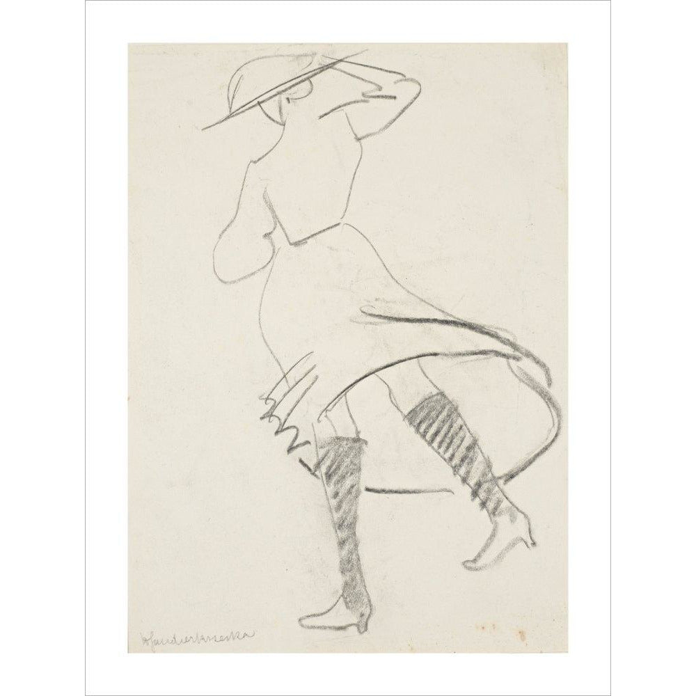 Girl with skirt blowing - Art print