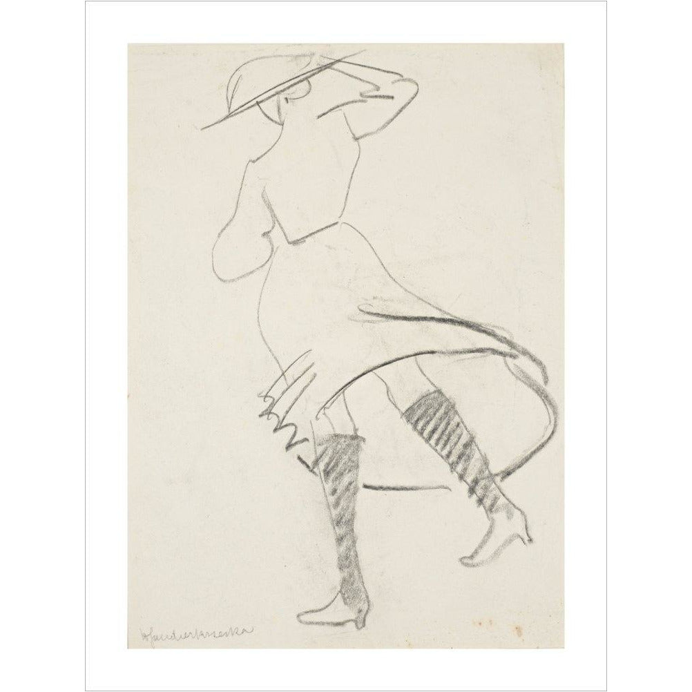 Girl with skirt blowing - Art print