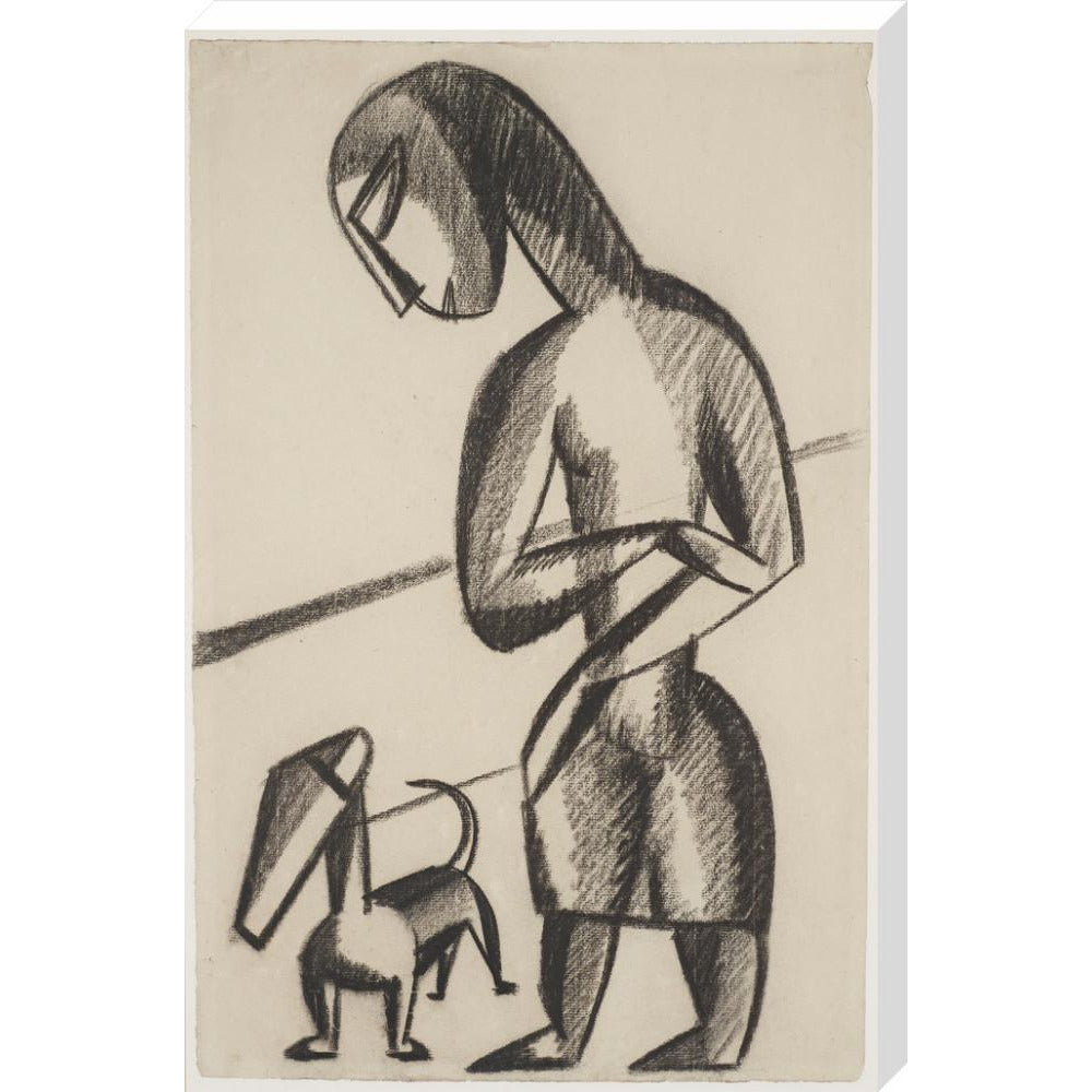 Woman and dog - Art print