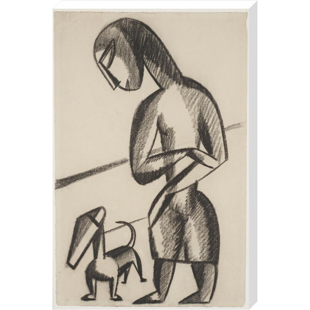Woman and dog - Art print