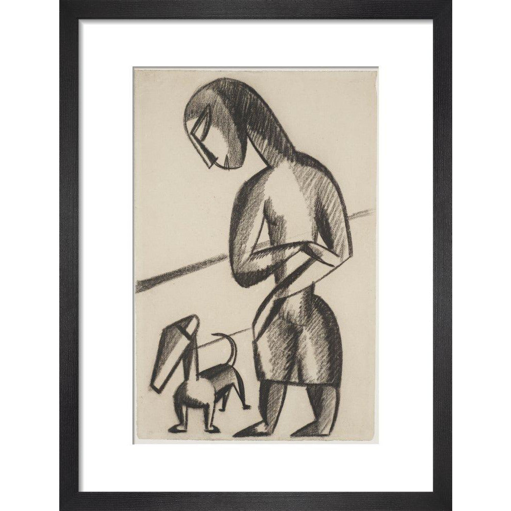 Woman and dog - Art print