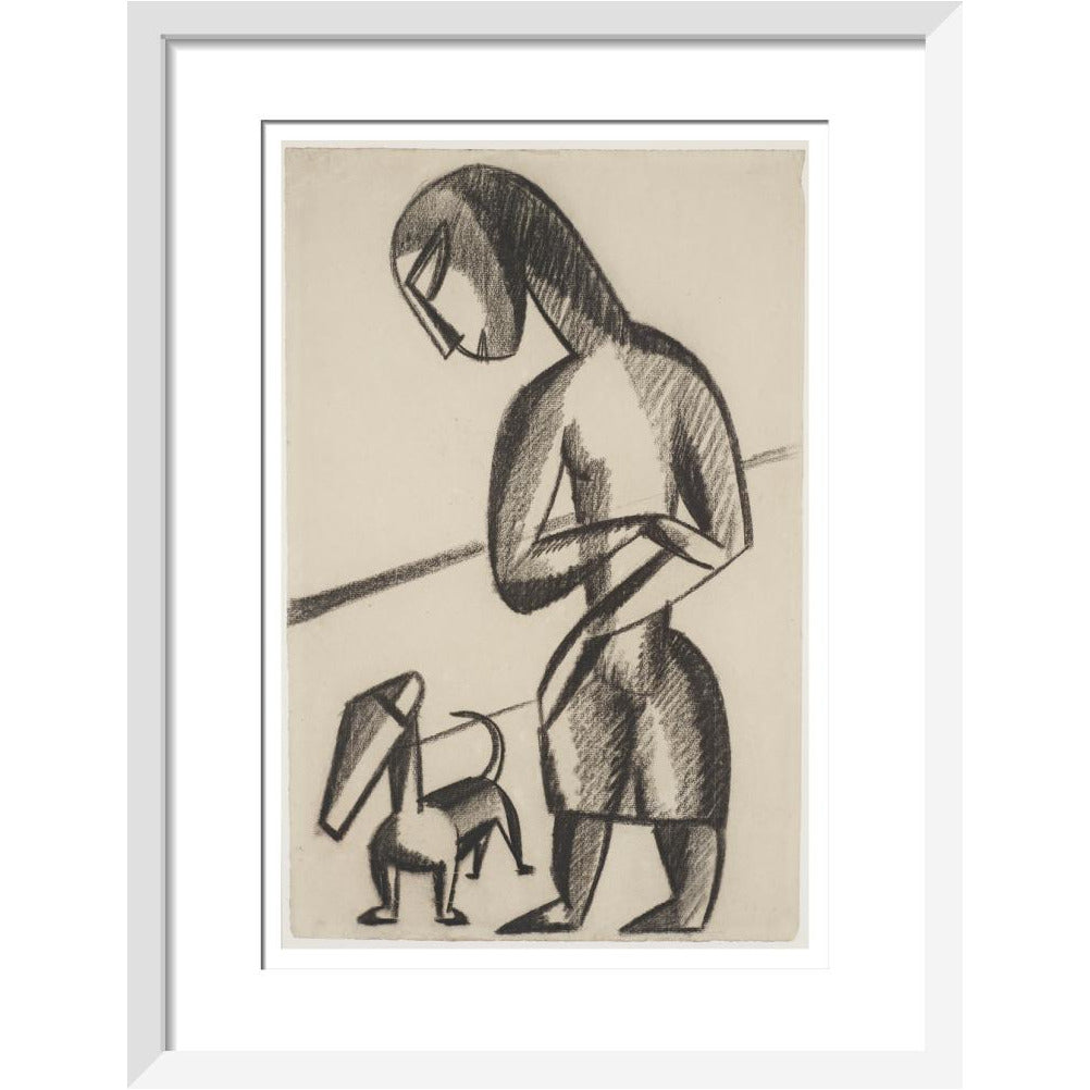 Woman and dog - Art print