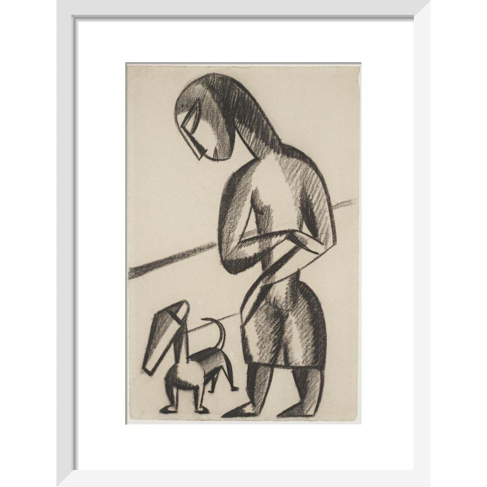 Woman and dog - Art print