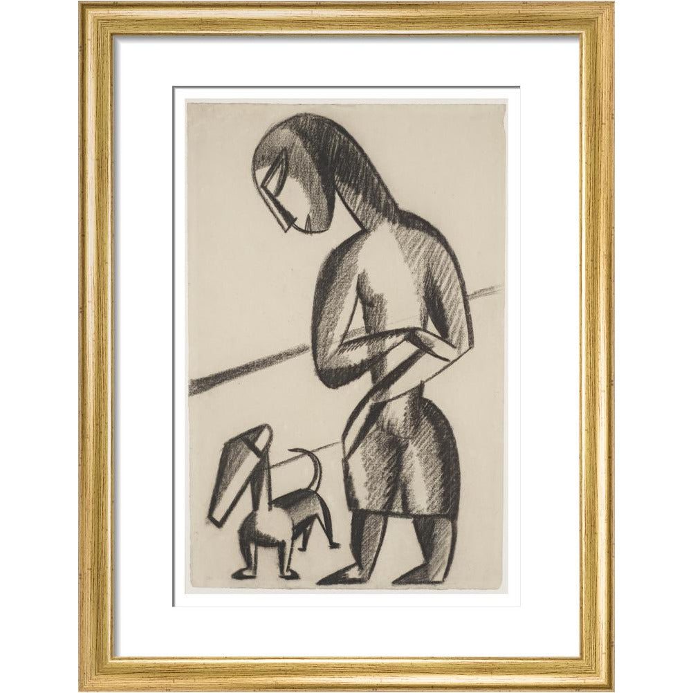 Woman and dog - Art print