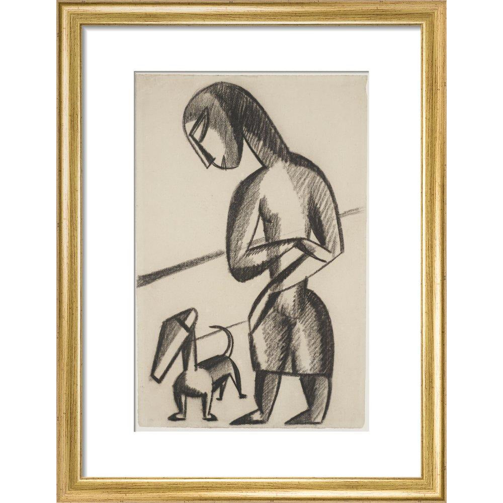 Woman and dog - Art print